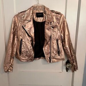Blank NYC Metallic Bronze Leather Jacket